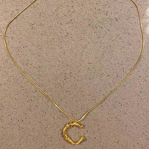 Initial Alphabet Letter C Pendant Necklace